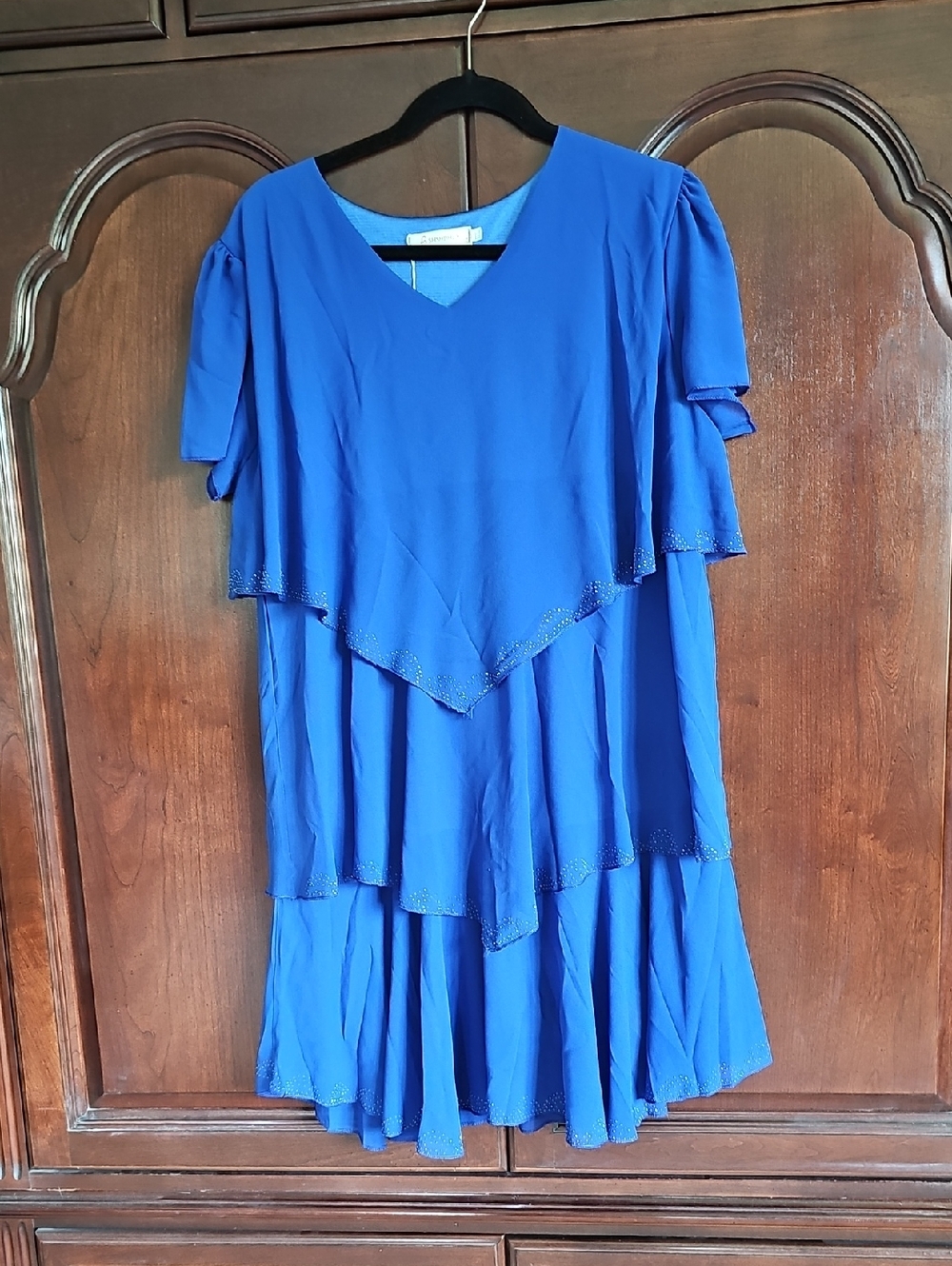 Asymmetrical Tiered V-Neck Dress in Royal Blue